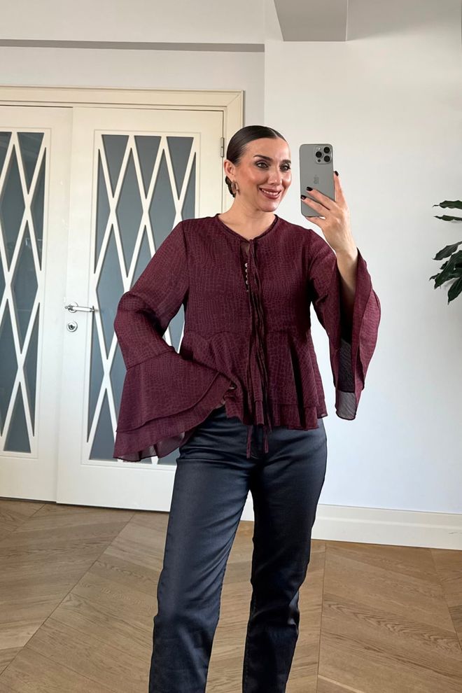 Tuba Bordowa Czerwień Elegancka Bluzka Hurtowa sprzedaż odzieży Casual