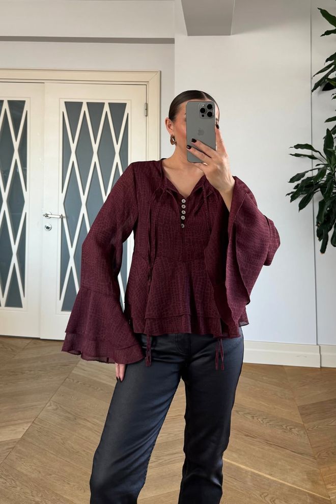 Tuba Claret Red Elegant Blouse Wholesale Clothing 5