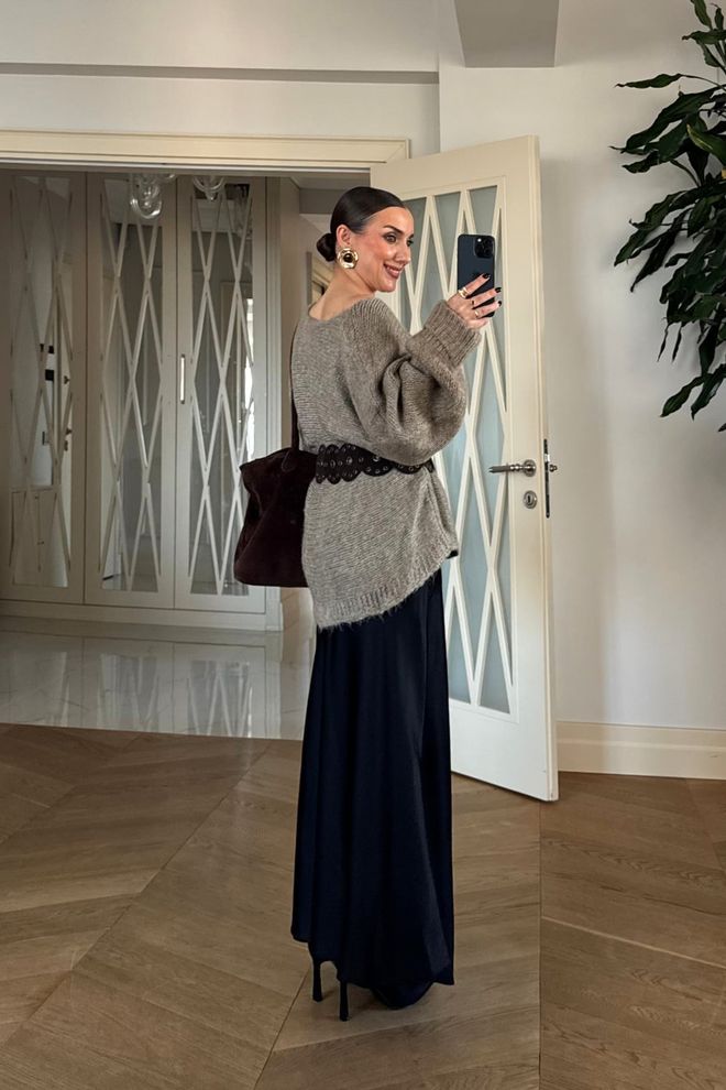 Tuba Beige Cardigan Oversized Fit Long Sleeve Open Front Wholesale Clothing Boho