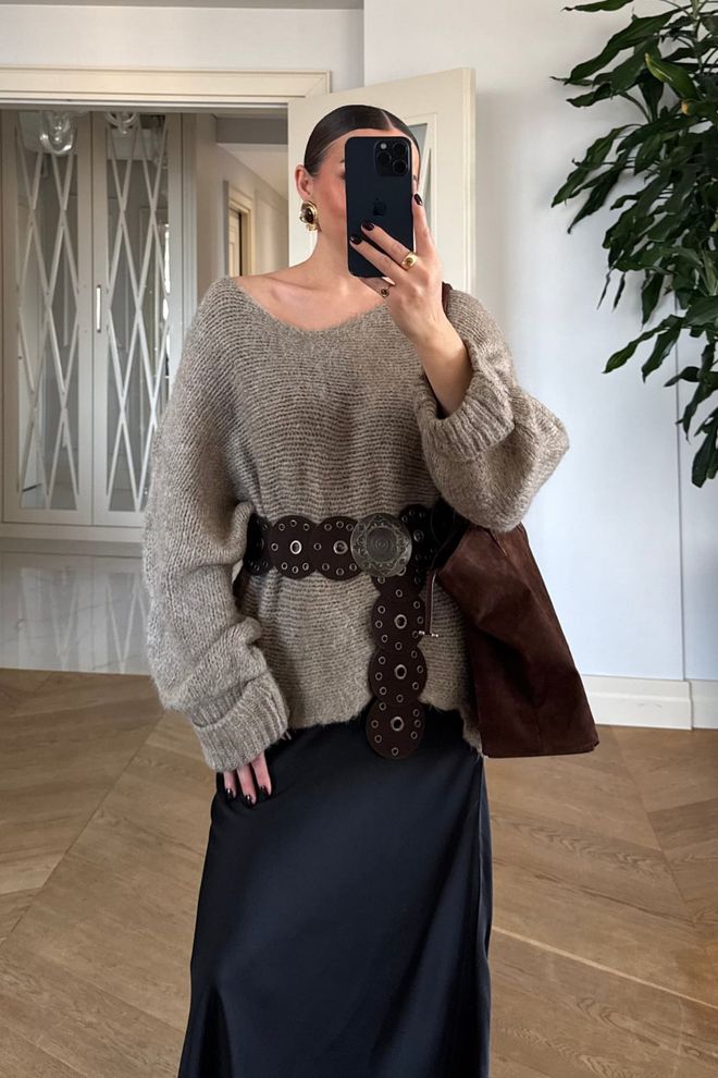 Tuba Stapled Cowgirl Belt Brown Wholesale Clothing 0