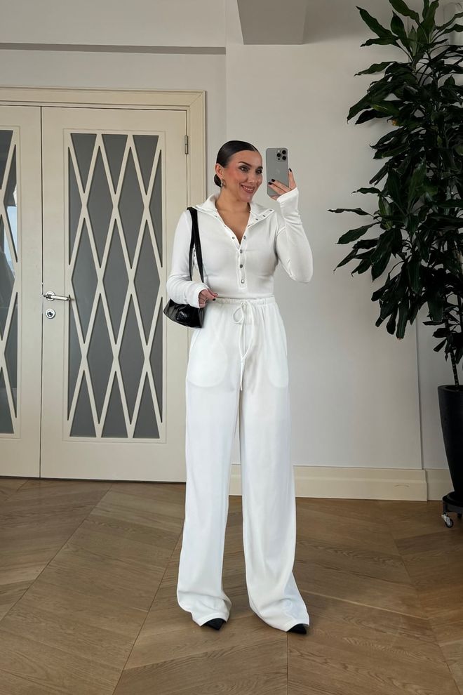 Tuba White Casual Sport Modest Palazzo Pants Wholesale Clothing Modest