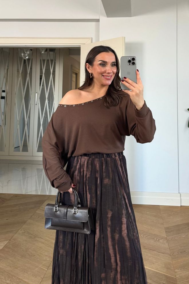 Tuba Brown Shirt With One Shoulder Neck Casual & Elegant Wholesale Clothing Sexy