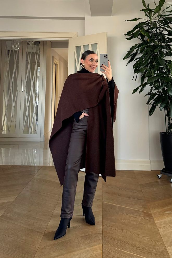 Tuba Rebeca Marrón De Gran Tamaño Sin Mangas Con Cuello En V Largo Ropa al por mayor Modesto