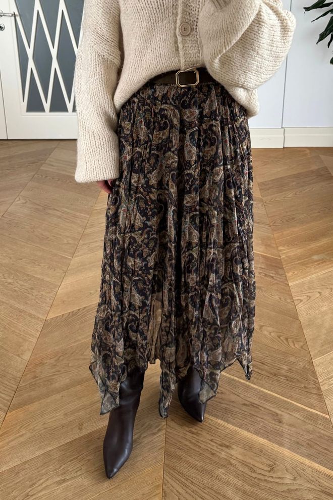 Tuba Brown Boho Asymmetrical Maxi Skirt Wholesale Clothing 5