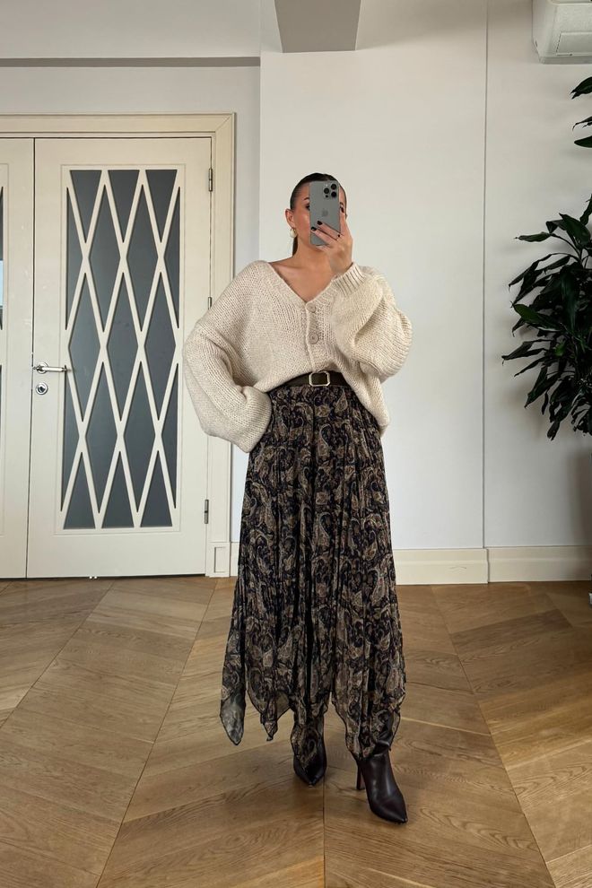 Tuba Brown Boho Asymmetrical Maxi Skirt Wholesale Clothing Boho