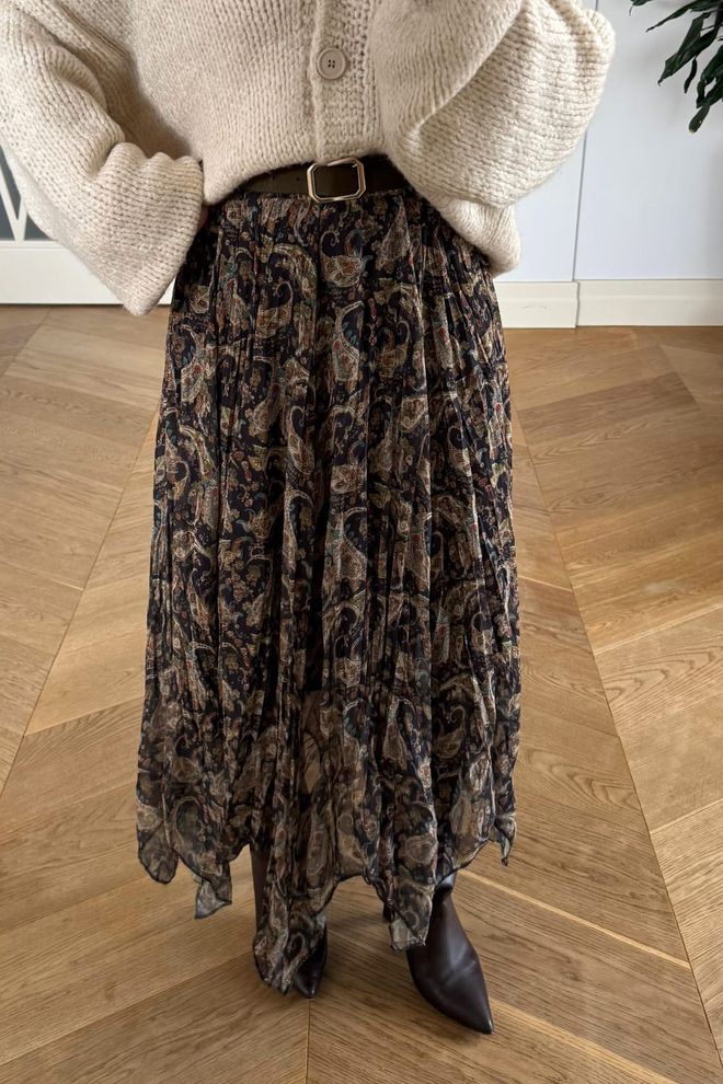 Tuba Brown Boho Asymmetrical Maxi Skirt Wholesale Clothing Work