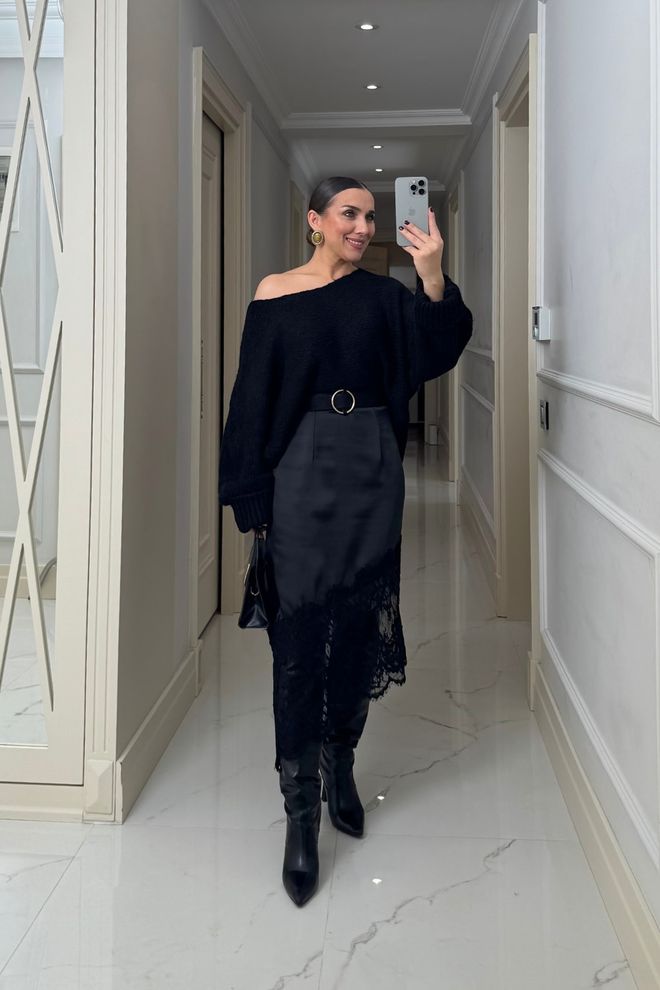 Tuba Черная Элегантная Юбка карандаш С Высокой Талией Миди Оптовая продажа одежды 5