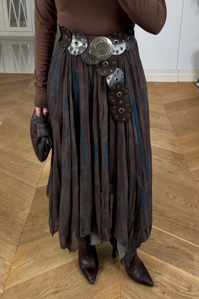 Tuba Black Boho Layered Maxi Skirt Wholesale Clothing Boho