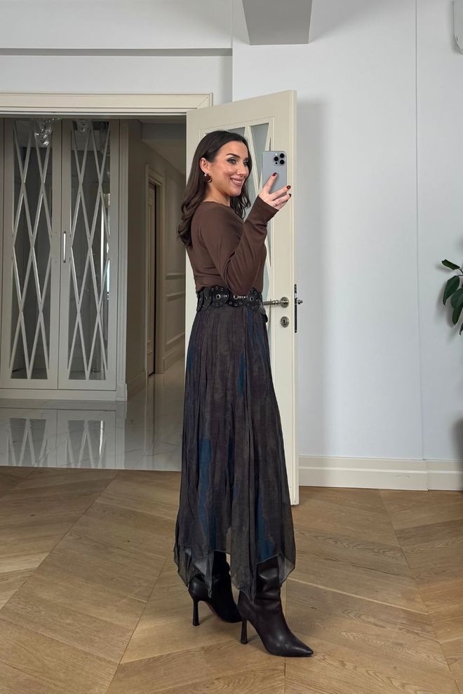 Tuba Black Boho Layered Maxi Skirt Wholesale Clothing Work