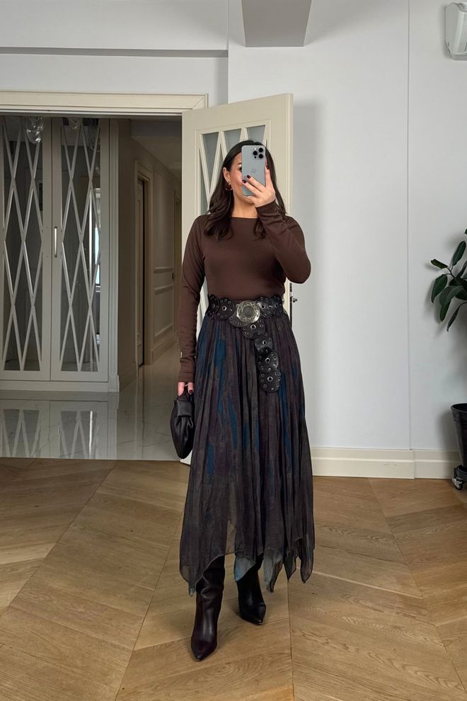 Tuba Black Boho Layered Maxi Skirt Wholesale Clothing Lounge