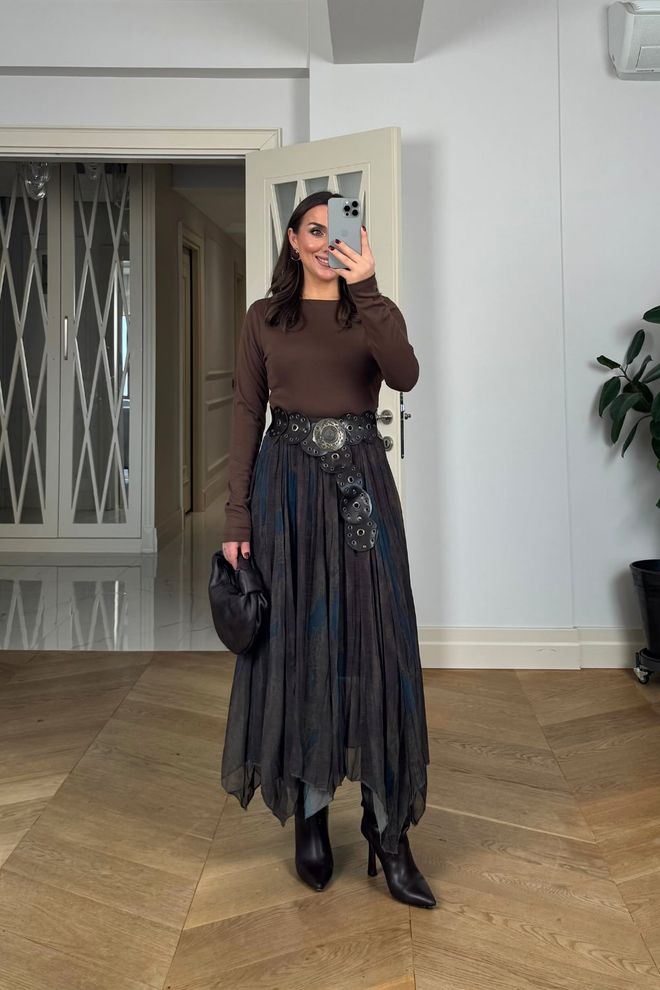 Tuba Saia Maxi Preta Boho Com Camadas Roupas por atacado Casual