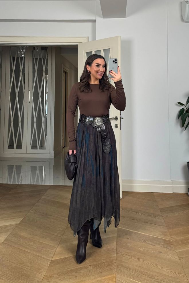 Tuba Black Boho Layered Maxi Skirt Wholesale Clothing 5