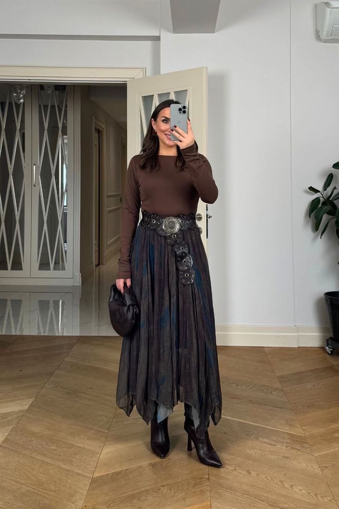 Tuba Black Boho Layered Maxi Skirt Wholesale Clothing Spring