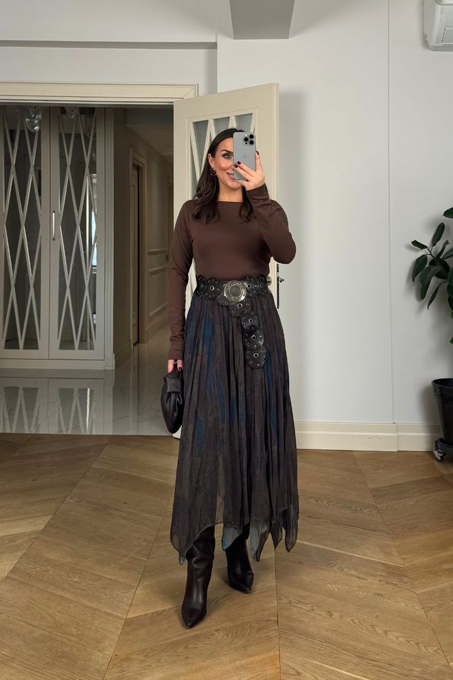 Tuba Black Boho Layered Maxi Skirt Wholesale Clothing 1