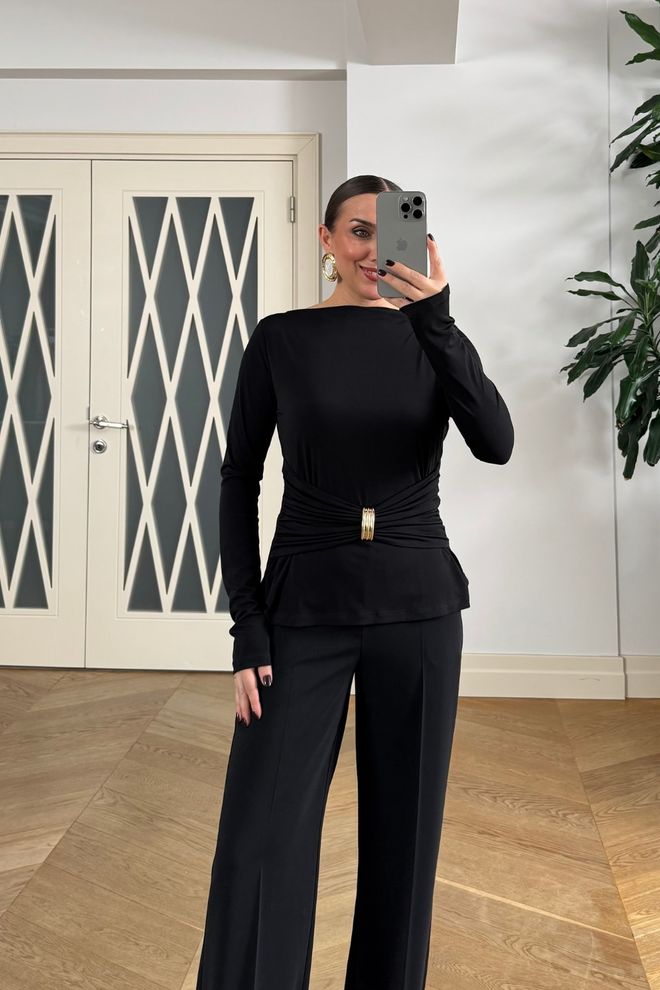 Tuba Black Elegant Formal Sexy Shirt Wholesale Clothing Work