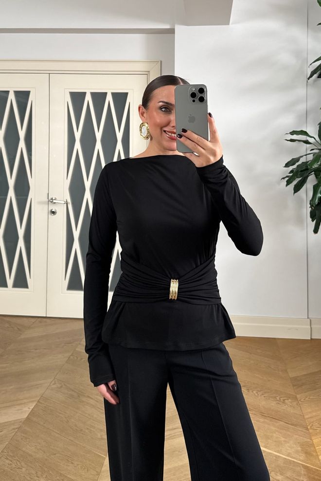 Tuba Black Elegant Formal Sexy Shirt Wholesale Clothing Spring