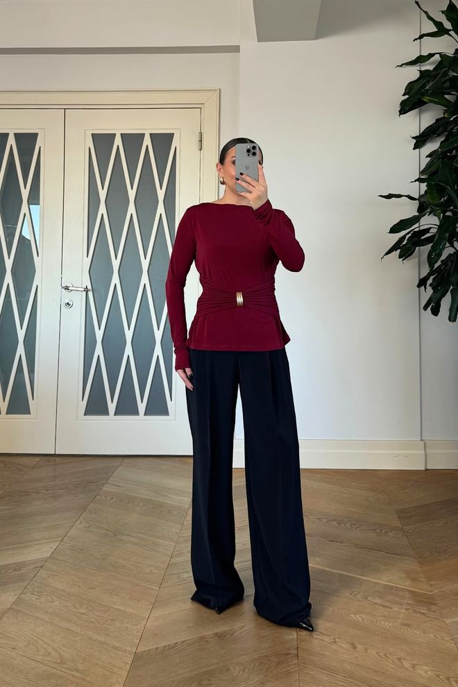 Tuba Claret Red Elegant Formal Shirt Wholesale Clothing Elegant