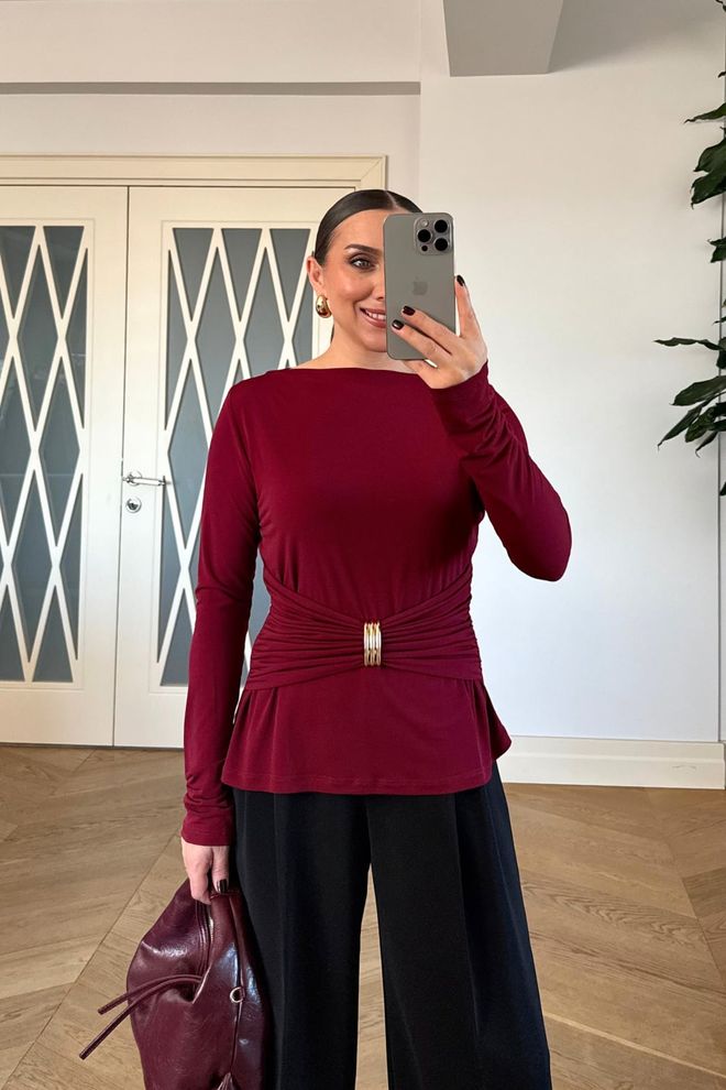 Tuba Claret Red Elegant Formal Shirt Wholesale Clothing Spring