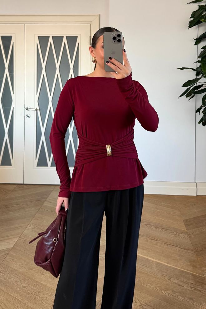 Tuba Claret Red Elegant Formal Shirt Wholesale Clothing Work