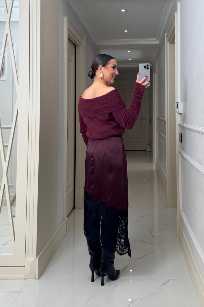 Tuba Бордовый Красный Асимметричная Миди Юбка Оптовая продажа одежды Коктейль