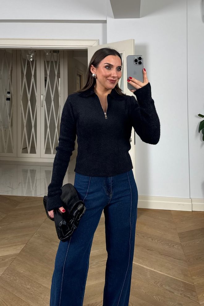 Tuba Черный Кардиган Slim Fit На Молнии С Зубчатым Вырезом Оптовая продажа одежды Повседневный