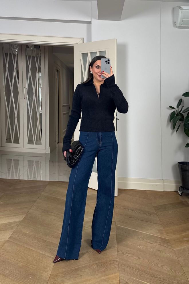 Tuba Black Cardigan Slim Fit Zip Up With Notched Neck Wholesale Clothing 5