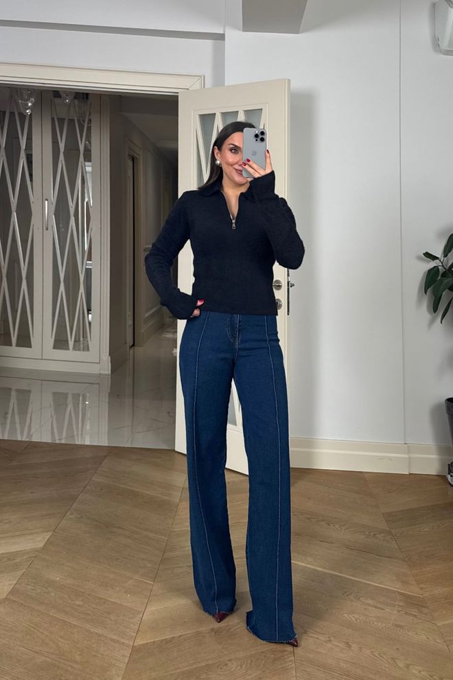 Tuba Black Cardigan Slim Fit Zip Up With Notched Neck Wholesale Clothing Elegant