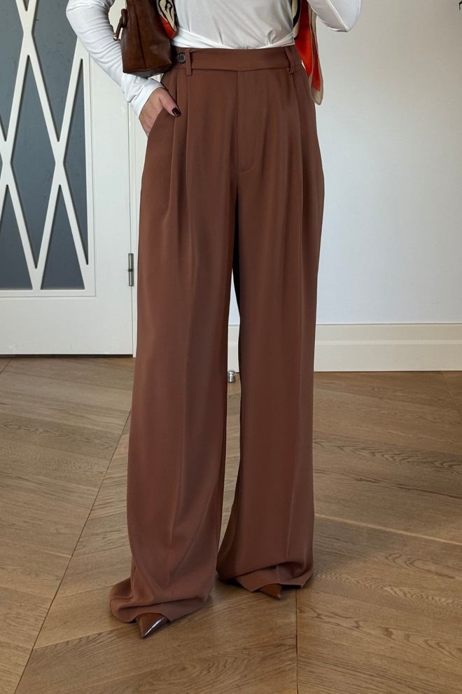 Tuba Brown Elegant Palazzo Pants Wholesale Clothing 1