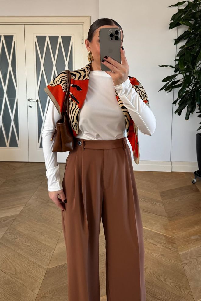 Tuba Brown Elegant Palazzo Pants Wholesale Clothing Spring