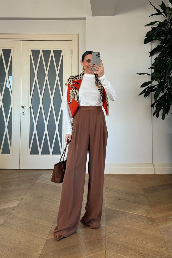 Tuba Brązowe Eleganckie Spodnie Palazzo Hurtowa sprzedaż odzieży Casual