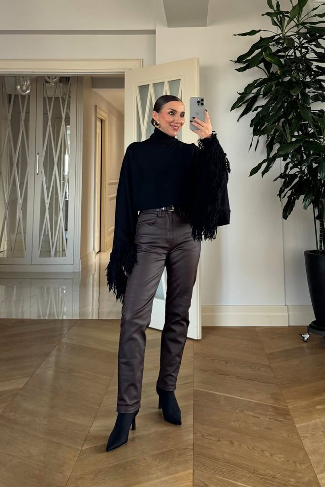 Tuba Brown Elegant Formal Vintage Mom Pants Wholesale Clothing 1