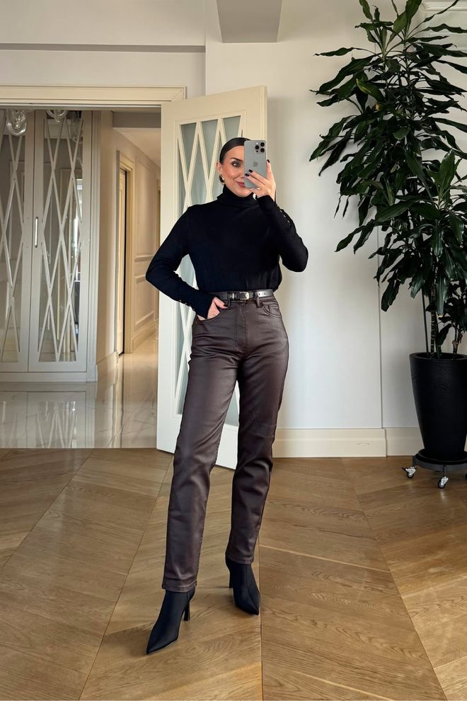 Tuba Brown Elegant Formal Vintage Mom Pants Wholesale Clothing Spring