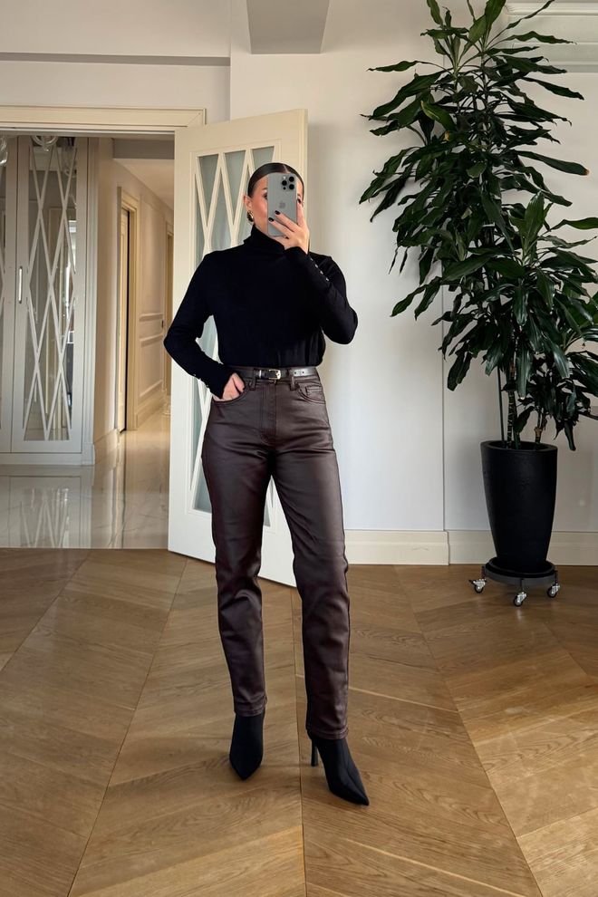 Tuba Brown Elegant Formal Vintage Mom Pants Wholesale Clothing Formal