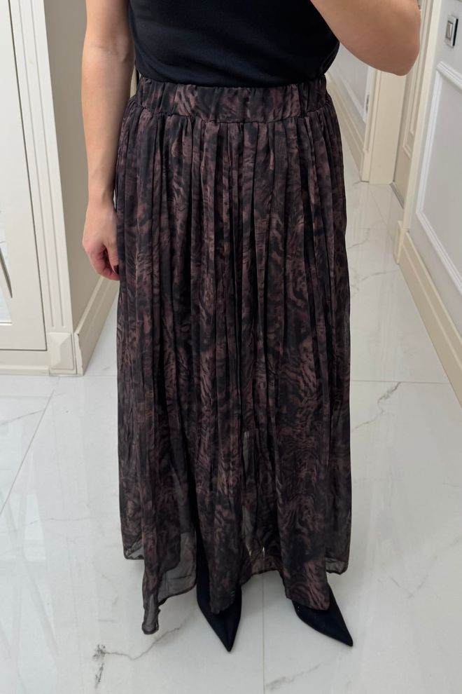 Tuba Black Elegant Pleated Maxi Skirt Wholesale Clothing Work
