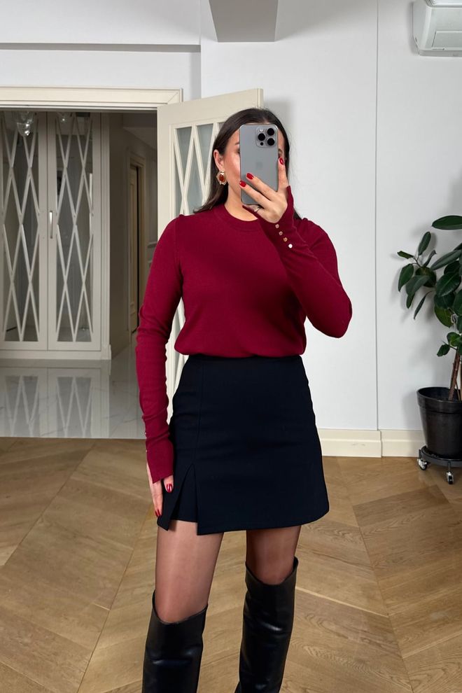 Tuba Black A Line Mini Skirt With High Waist And Zip Closure Wholesale Clothing Work