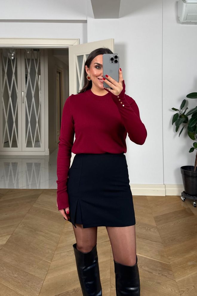 Tuba Μαύρη Α γραμμή Μίνι Φούστα Με Ψηλόμεσο Και Φερμουάρ Χονδρικό εμπόριο ενδυμάτων Casual