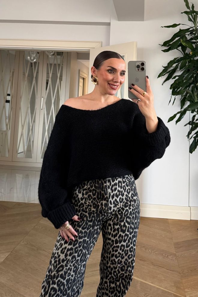 Tuba Black Casual Elegant Oversized Cardigan Wholesale Clothing 1