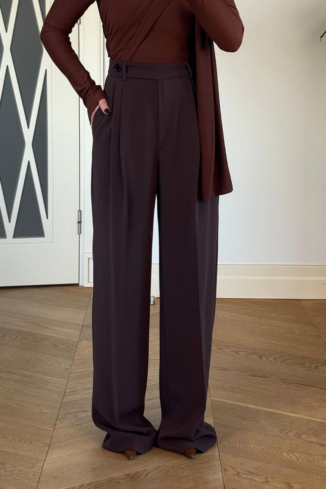 Tuba Brown Elegant Formal Vintage Palazzo Pants Wholesale Clothing Work