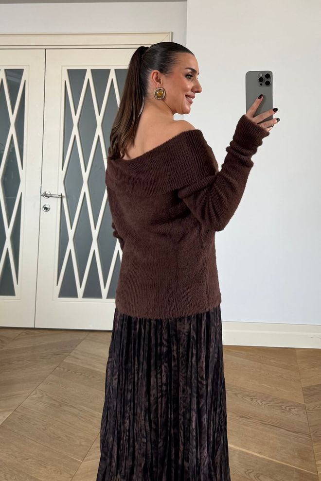 Tuba Brown Elegant Cardigan With Animal Print Wholesale Clothing 9