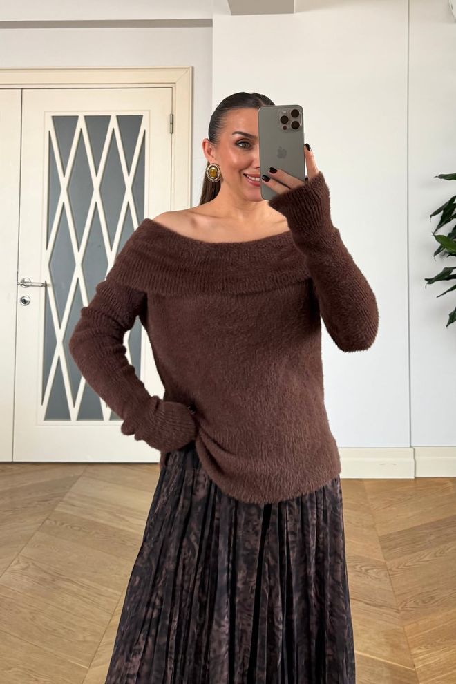 Tuba Brown Elegant Cardigan With Animal Print Wholesale Clothing Fall