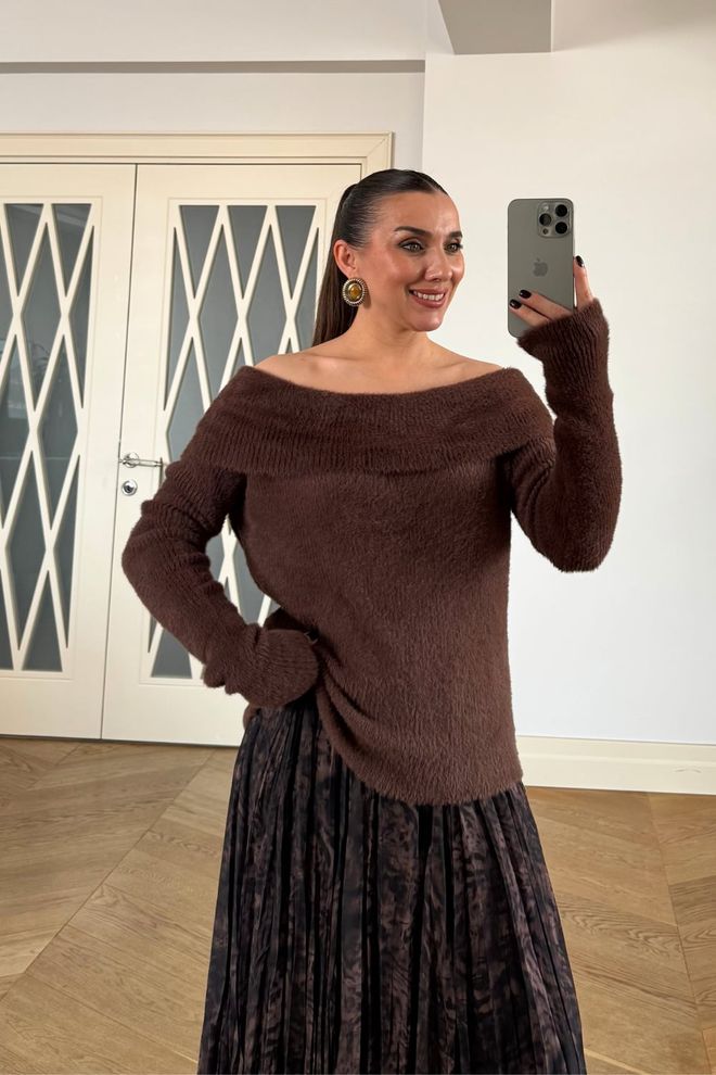 Tuba Brown Elegant Cardigan With Animal Print Wholesale Clothing Formal