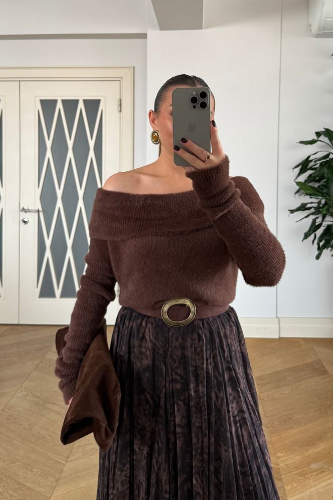 Tuba Brown Elegant Cardigan With Animal Print Wholesale Clothing Vintage