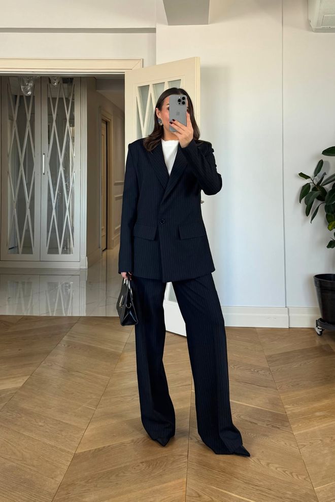 Tuba Black Striped Formal Elegant Suit Wholesale Clothing 5