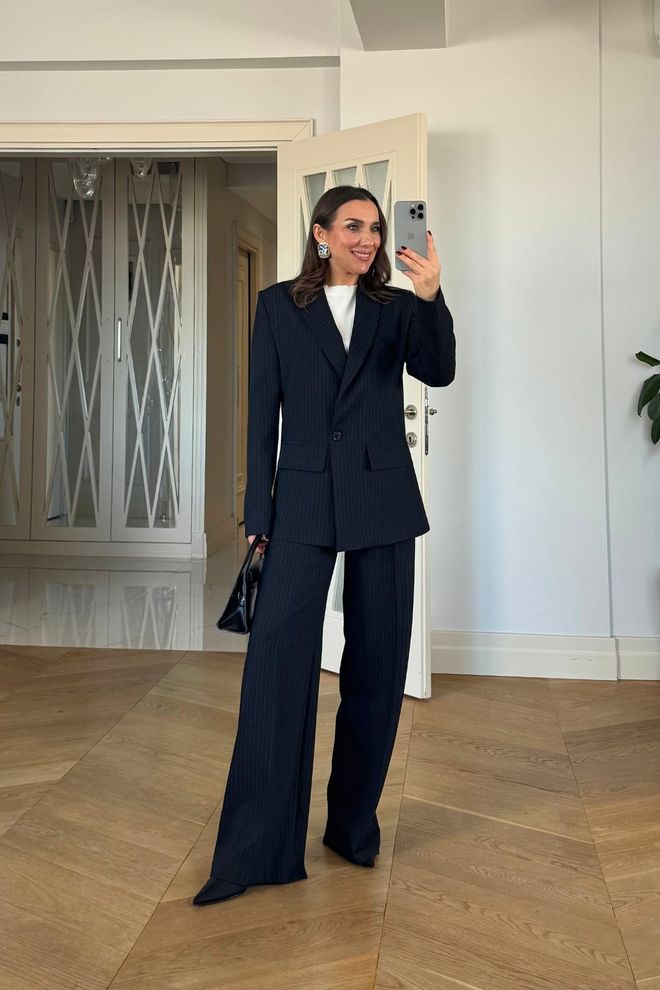 Tuba Black Striped Formal Elegant Suit Wholesale Clothing Fall