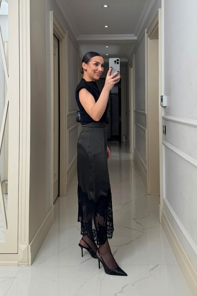 Tuba Элегантная Черная Миди Юбка С Высокой Талией Оптовая продажа одежды Коктейль