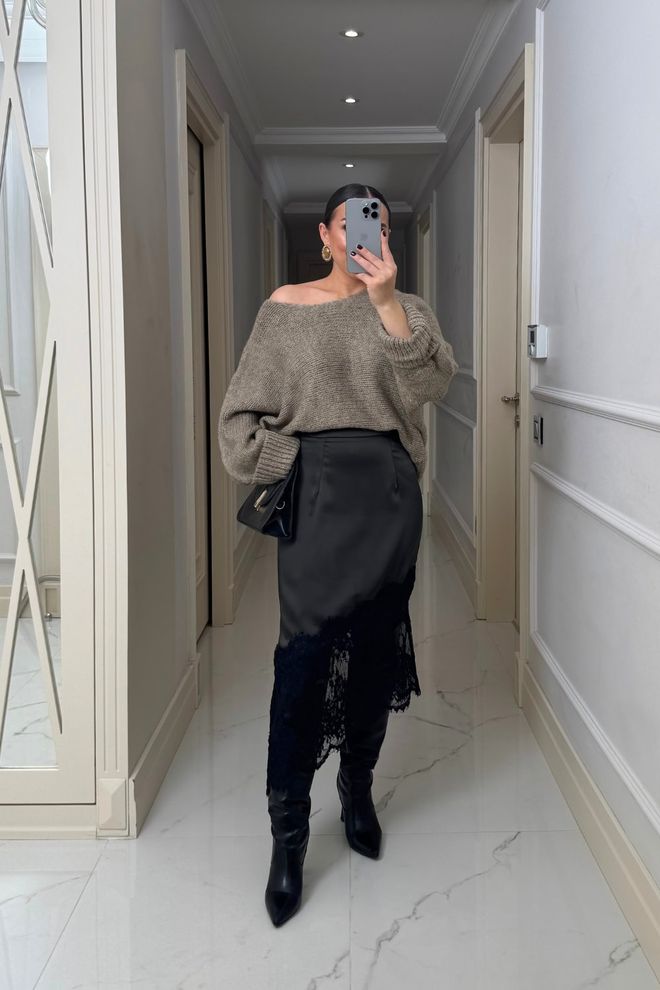 Tuba Элегантная Черная Миди Юбка С Высокой Талией Оптовая продажа одежды Падают осенью