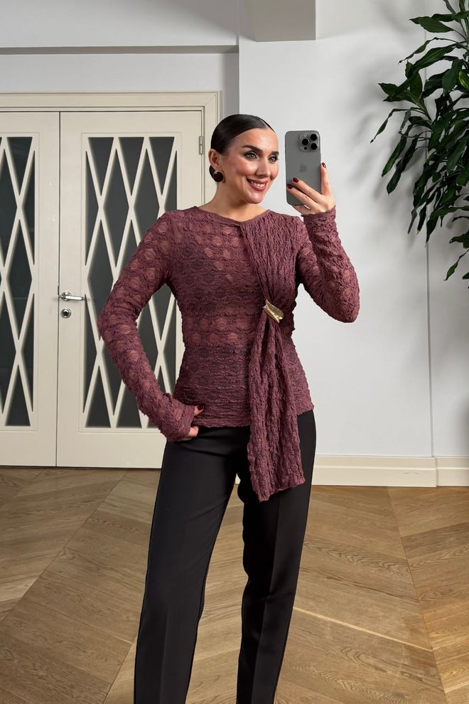 Tuba Chemise Formelle Slim Fit Rouge Bordeaux Vêtements en gros Sexy