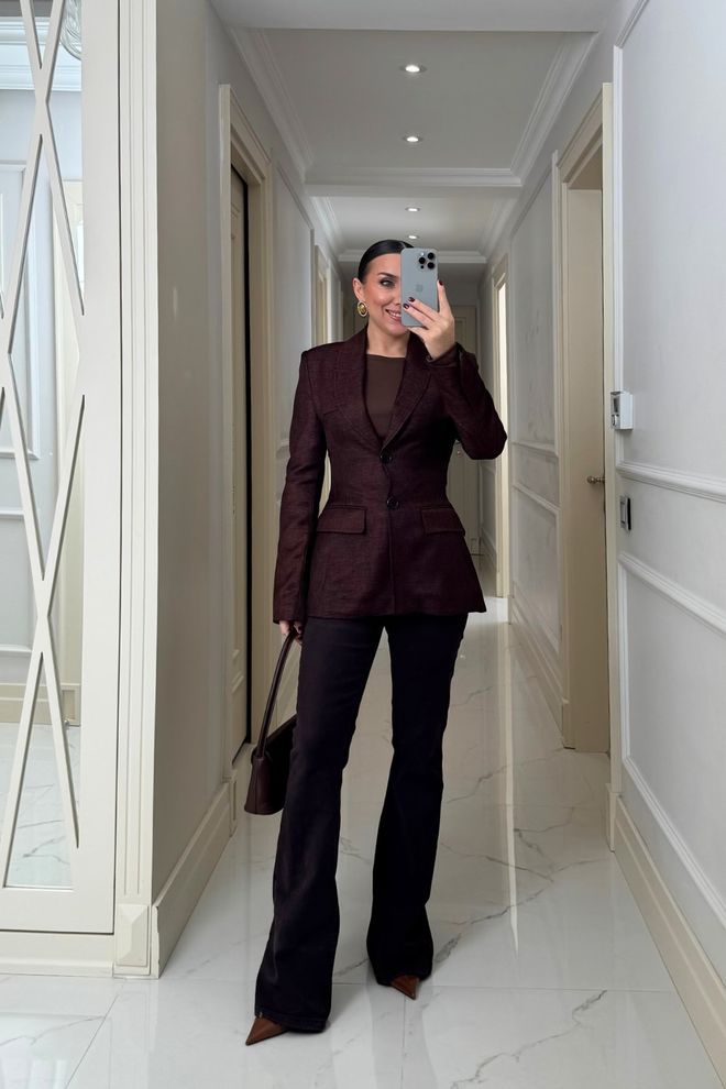 Tuba Claret Red Jacket Single Breasted Blazer Wholesale Clothing Elegant