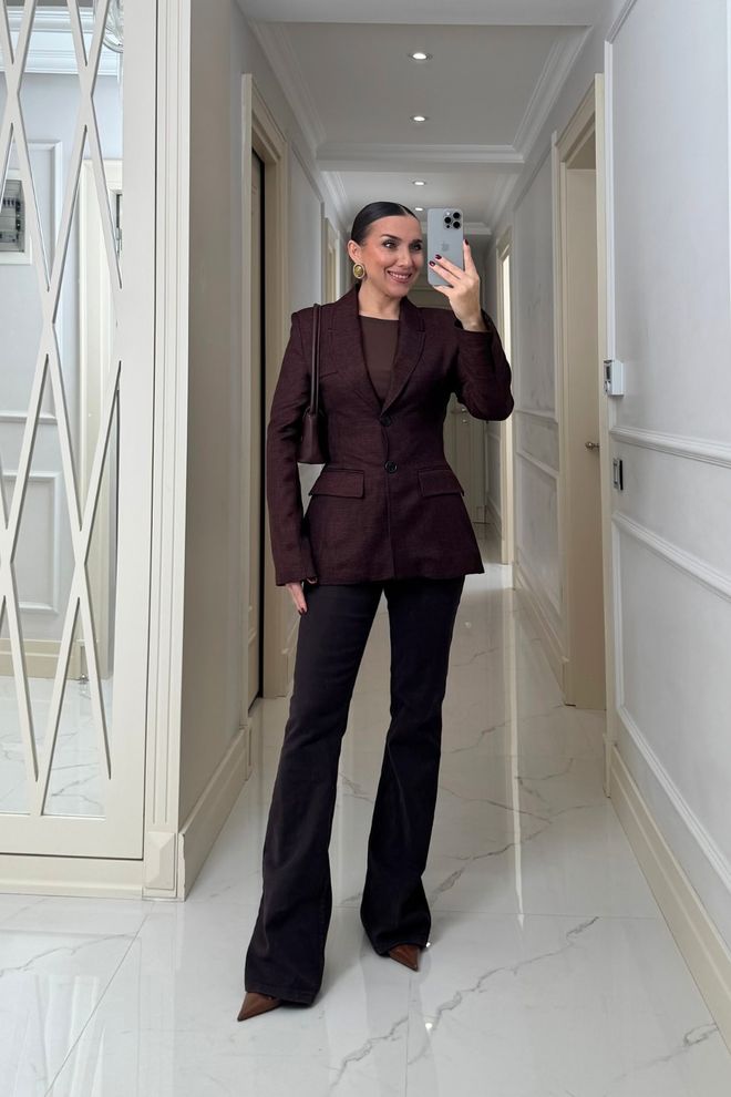 Tuba Claret Red Jacket Single Breasted Blazer Wholesale Clothing Spring