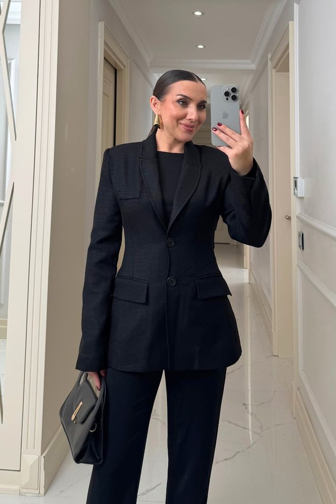 Tuba Black Formal Slim Fit Single Breasted Blazer Jacket Wholesale Clothing Spring